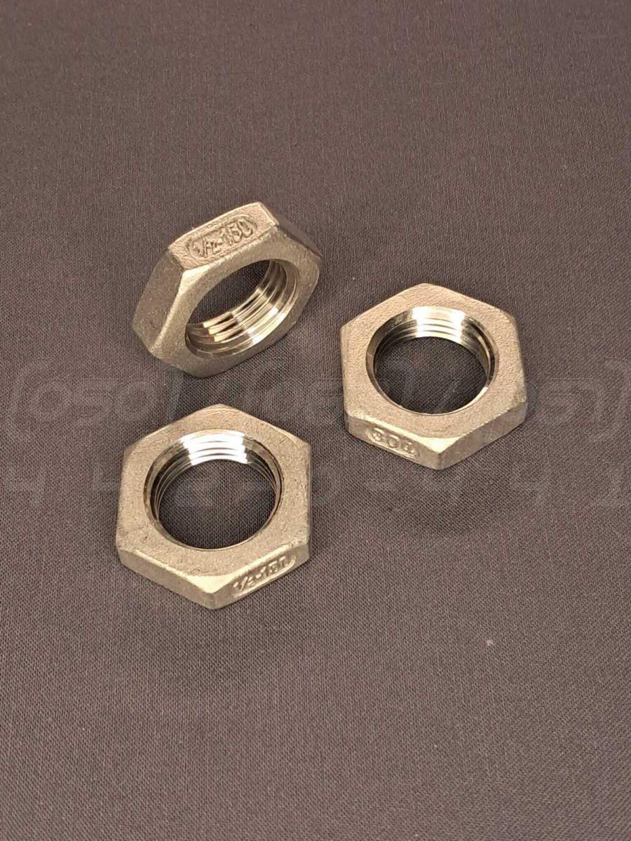 Контргайка шестигранна нержавіюча Ду15 (1/2"), н/ж сталь AISI304, різьба BSPP, DIN 431, ДСТУ 8969-75, фото 1