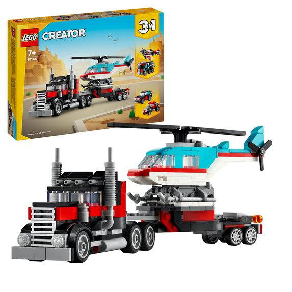 Конструктор Лего Креатор 3в1 Бортова вантажівка з вертольотом Lego Creator 31146