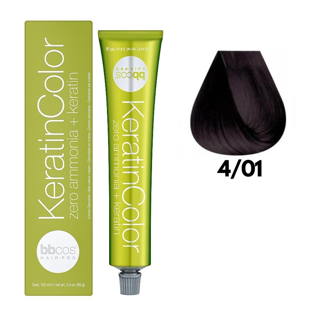 Крем-фарба безаміачна для волосся BBCos Keratin Color №4.01 Natural Chestnut 100 мл, фото 1