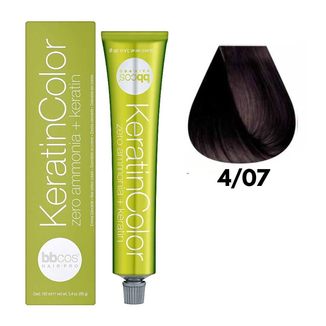 Крем-фарба безаміачна для волосся BBCos Keratin Color №4.07 Chestnut Natural Tobacco 100 мл, фото 1