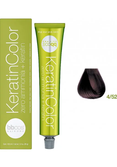 Крем-фарба безаміачна для волосся BBCos Keratin Color №4.52 Red Purple Wood 100 мл, фото 1