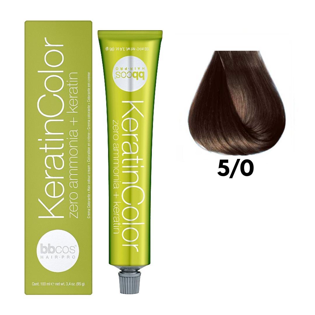 Крем-фарба безаміачна для волосся BBCos Keratin Color №5.0 Light Brown 100 мл, фото 1