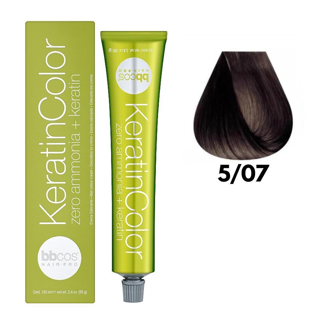 Крем-фарба безаміачна для волосся BBCos Keratin Color №5.07 Light Chestnut Tobacco 100 мл