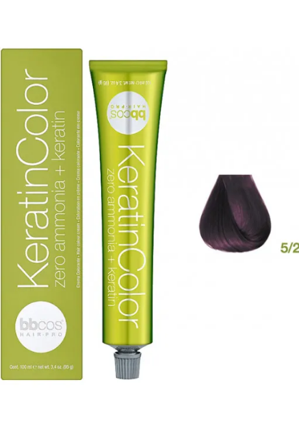 Крем-фарба безаміачна для волосся BBCos Keratin Color №5.2 Light Purple Chestnut 100 мл