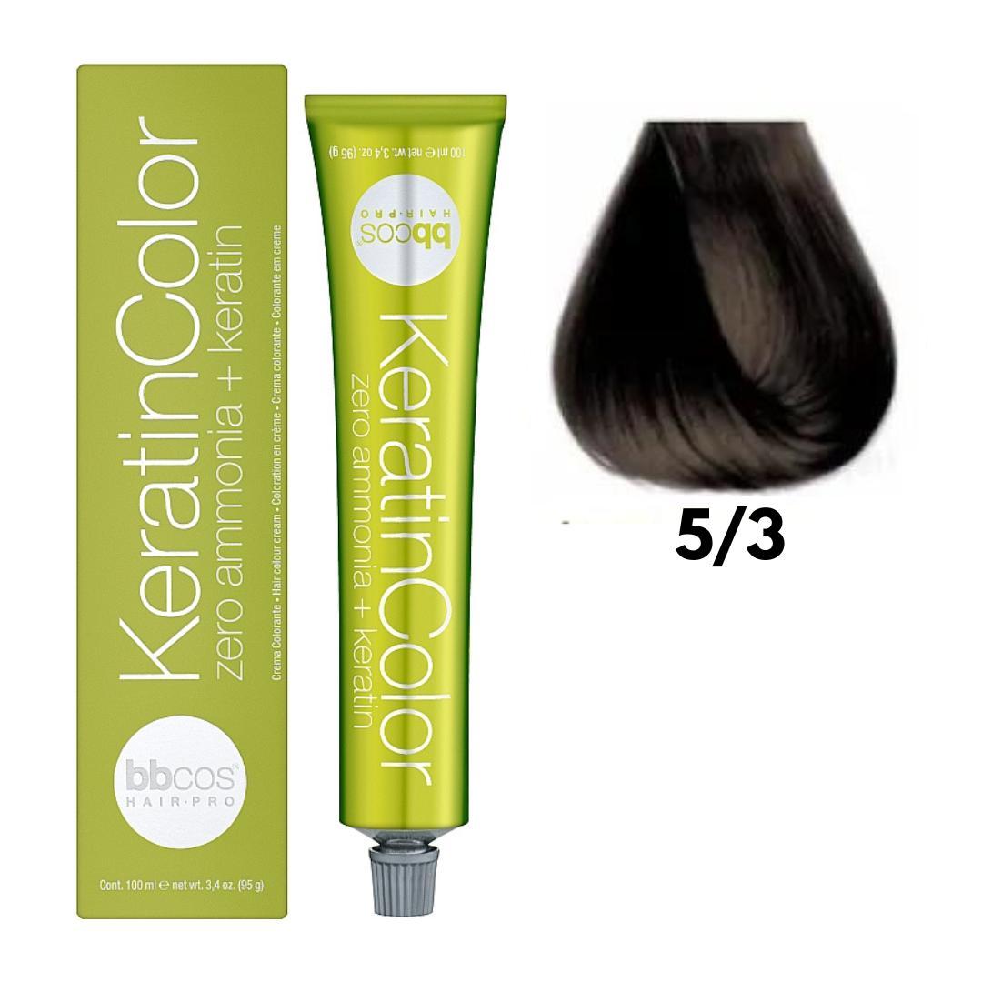Крем-фарба безаміачна для волосся BBCos Keratin Color №5.3 Light Golden Chestnut 100 мл