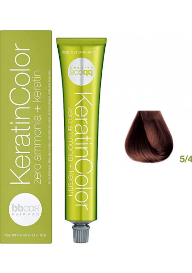 Крем-фарба безаміачна для волосся BBCos Keratin Color №5.4 Light Copper Chestnut 100 мл, фото 1