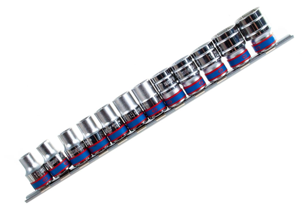 Набір головок 1/2" 10-24мм 12шт 6-гранні на планці King Tony 4312MR8