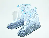 Силиконовые многоразовые водонепроницаемые чехлы-бахилы для обуви на молнии 34-35 размер
