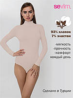 Боді Sevim бежеве, арт.2738 (коттон, без візерунків та принтів)