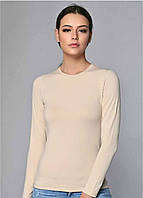 Лонгслів жіночий Sevim бежевий, арт.2756 (бавовна, фасон горловини круглий)