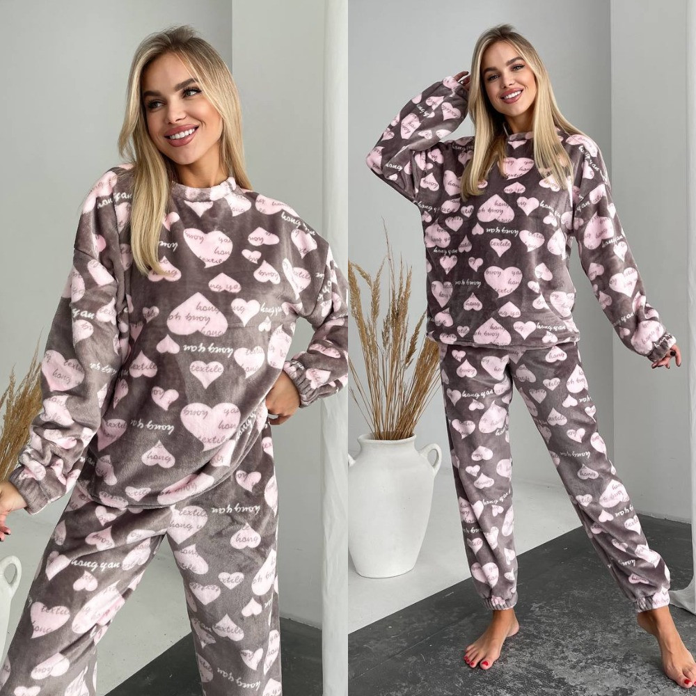 Махрова жіноча піжама Розміри: 42-44, 46-48, 50-52, 54-56, фото 1