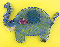 Набор креативного творчества String Art Милый слон 20*25 см изонить из ниток стринг-арт с гвоздями молоток