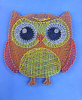 Набор креативного творчества String Art Большая сова 20*25 см изонить из ниток стринг-арт с гвоздями молоток