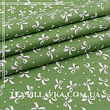 Тканина бавовна  для рукоділля бантики на зеленому тлі, фото 2