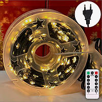 Гірлянда нитка "Роса" 50м з пультом, на котушці, 500 LED, 220В, зелений провід, 8 режимів