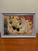 Картина Білі коні з бурштину