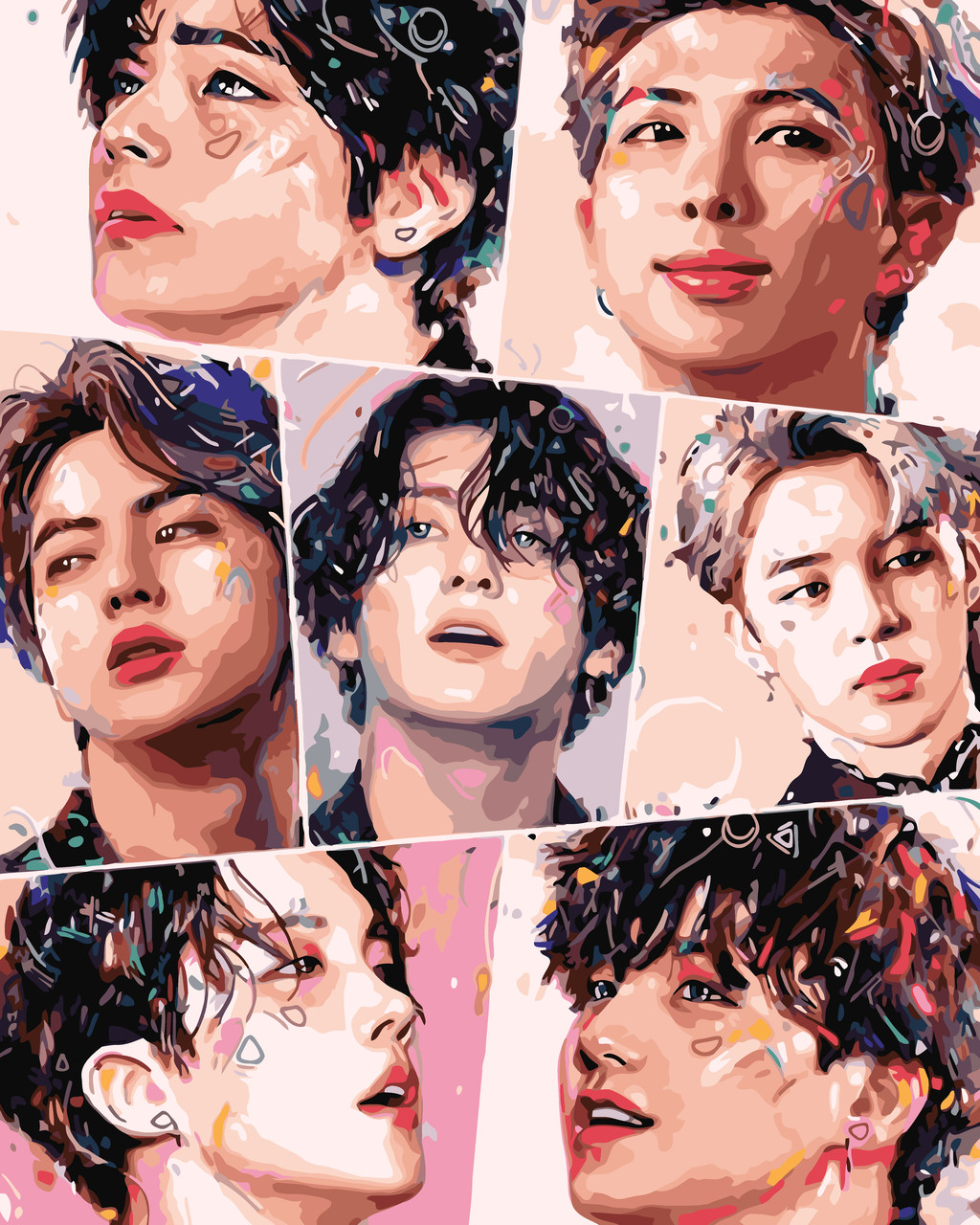 Картина за номерами 40×50 см Kontur. K-Pop БТС BTS Bangtan Boys DS0580