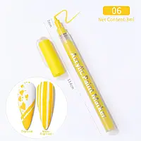 Акриловий 3D маркер для нігтів водонепроникний LILYCUTE Жовтий графіті малювати на нігтях 54320-6