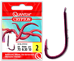 Готові повідці # 10 Quantum Crypton Red Worm hook-to-nylon red 0,20mm 70cm 10pcs