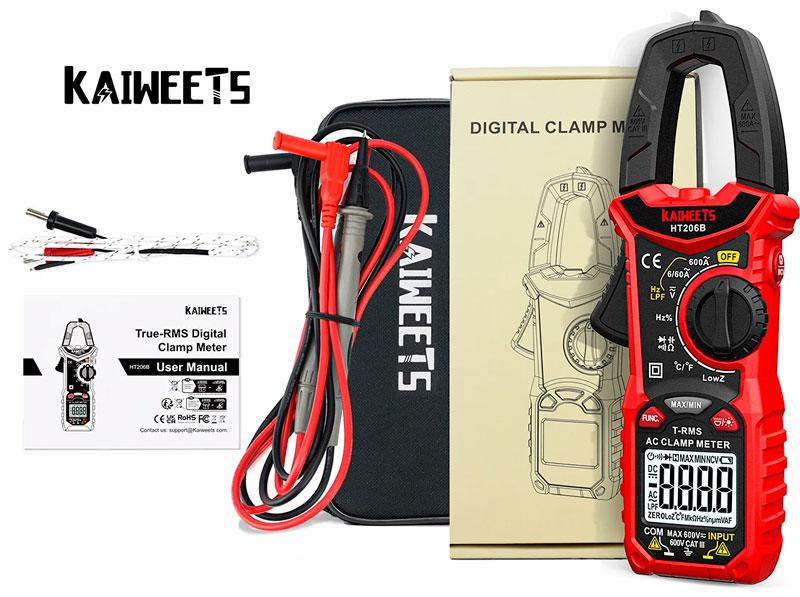 KAIWEETS HT206D, струмові кліщі TrueRMS, AC/DC 600A, напруга AC / DC 600В, опір: 60 МОм, ємність: 100мФ,, фото 1
