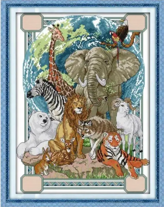 Набір для вишивання за нанесеною на канву схемою "Animal".AIDA 14CT printed , 37*48 см
