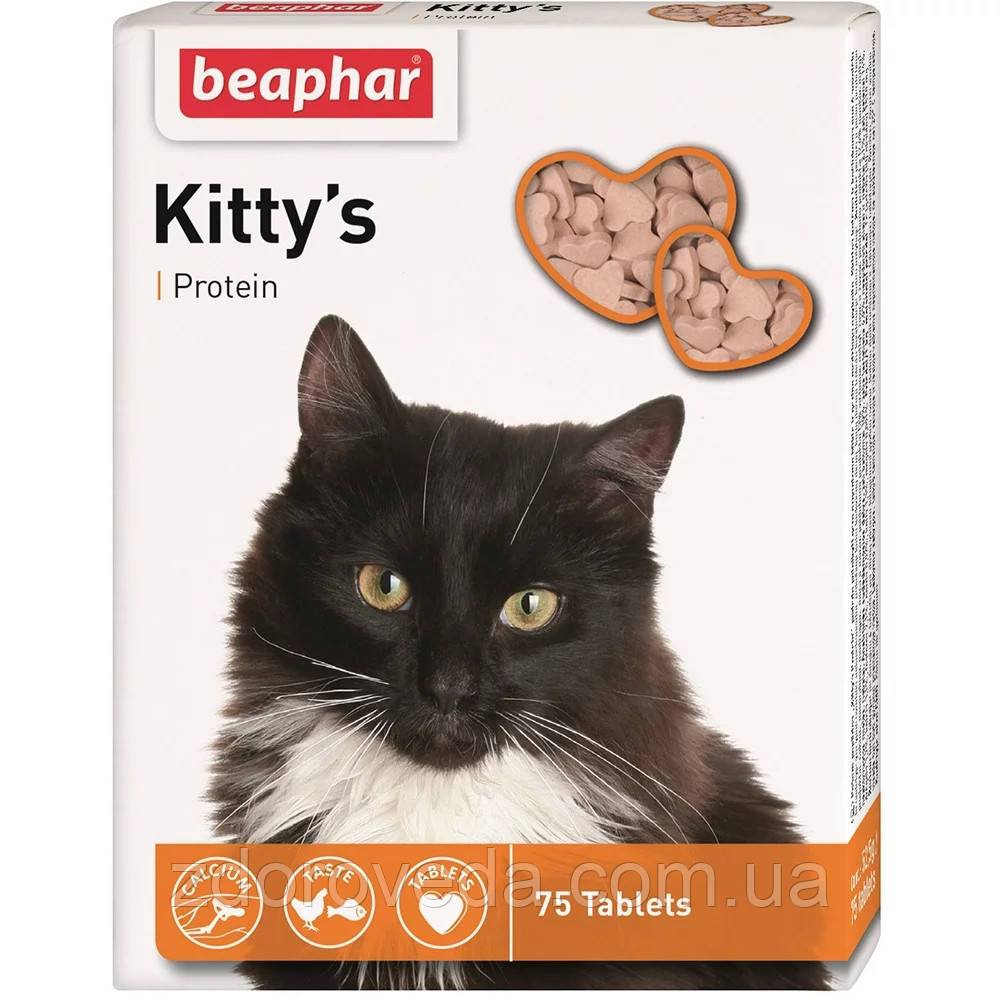Beaphar Kitty's Protein, вітамінізовані ласощі з протеїном для котів, 75 шт., фото 1