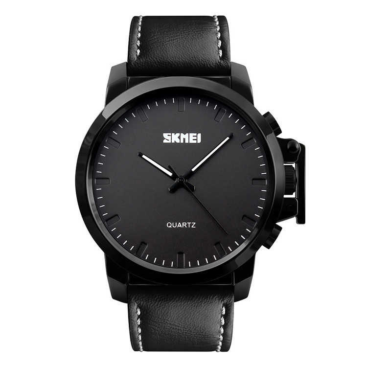 Классические мужские часы Skmei 1208 черный с белым циферблатом, стильные статусные мужские наручные часы - фото 6 - id-p2073372101