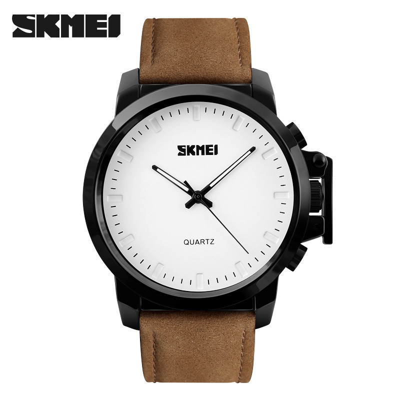 Классические мужские часы Skmei 1208 черный с белым циферблатом, стильные статусные мужские наручные часы - фото 8 - id-p2073372101