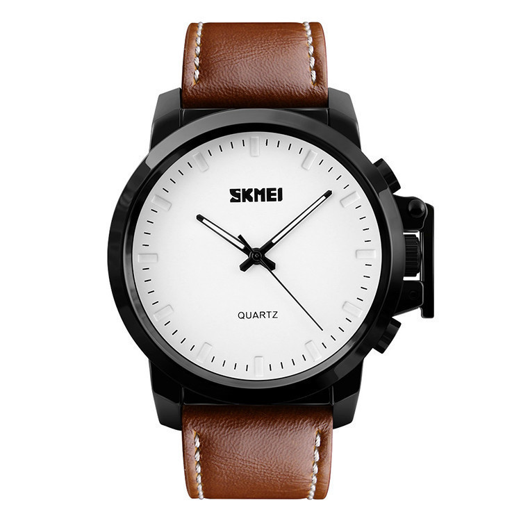 Классические мужские часы Skmei 1208 черный с белым циферблатом, стильные статусные мужские наручные часы - фото 9 - id-p2073372101