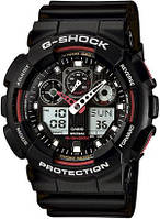 Годинник Casio G-Shock GA-100-1A4 наручний чоловічий спортивний чорний | годинник Casio G-Shock оригінал з гарантією