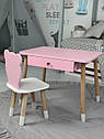 Дитячий столик і стільчик рожевий. Столик із шухлядою для олівців і розмальовок, фото 7