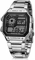 Наручные часы Casio AE-1200WHD-1A Illuminator мужские серебристые металлический браслет | оригинал, гарантия