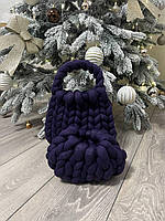 Комплект сумка и косметичка из пряжи Marshmallow маршмеллоу ручная работа фиолетовая "Kg"
