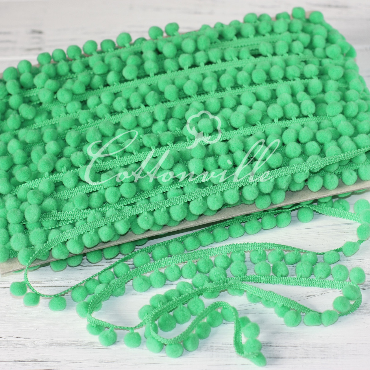 Тасьма з помпонами 10 мм ЗЕЛЕНА, фото 1