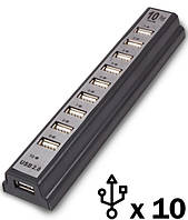 Разветвитель USB HUB 10 PORTS с блоком питания 220V, разветвитель на 10 портов USB-хаб