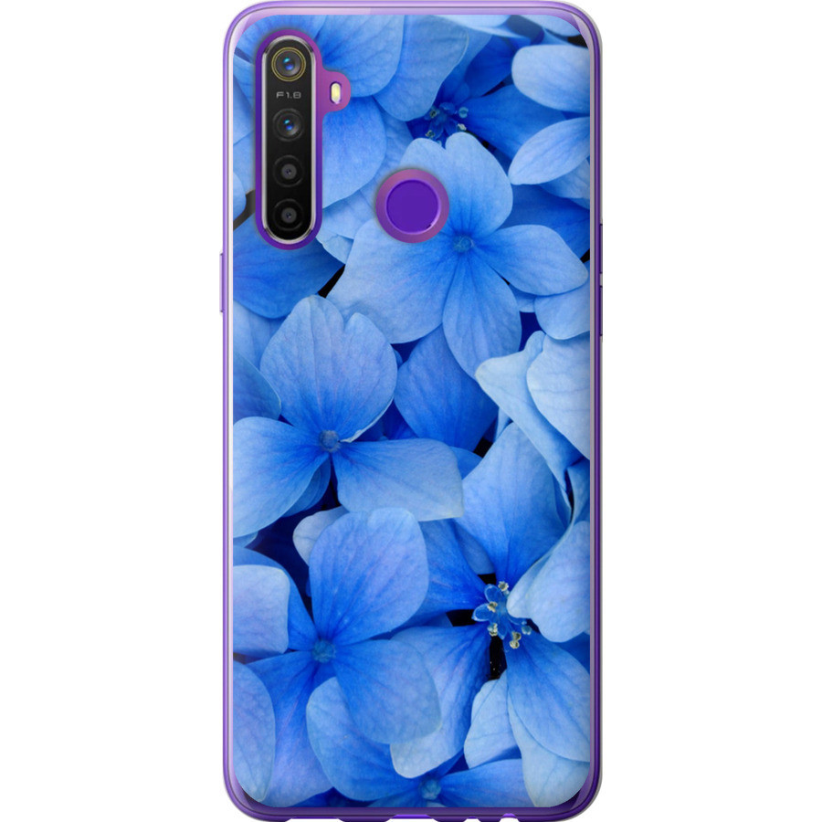 Чохол силіконовий на телефон Realme 5 Сині квіти "526u-1862-58250"
