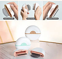 Портативна щітка фурмінатор 2в1 для котів і собак - блакитна, фото 3