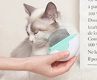 Портативна щітка фурмінатор 2в1 для котів і собак - блакитна, фото 5