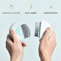 Портативна щітка фурмінатор 2в1 для котів і собак - блакитна, фото 7