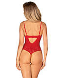 Боді з доступом Obsessive Ingridia crotchless teddy XS/S, червоне, відкриті груди SO9025, фото 3