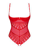 Боді з доступом Obsessive Ingridia crotchless teddy XS/S, червоне, відкриті груди SO9025, фото 4