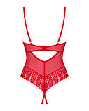 Боді з доступом Obsessive Ingridia crotchless teddy XS/S, червоне, відкриті груди SO9025, фото 5