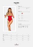 Боді з доступом Obsessive Ingridia crotchless teddy XS/S, червоне, відкриті груди SO9025, фото 6