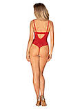 Боді з доступом Obsessive Ingridia crotchless teddy XS/S, червоне, відкриті груди SO9025, фото 8