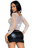 Сітчастий топ Leg Avenue Long Sleeves T-Shirts White, One Size SO9106, фото 3