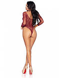 Сітчасте боді зі стразами Leg Avenue Crystalized fishnet bodysuit Burgundy One Size SO9135, фото 7