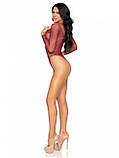 Сітчасте боді зі стразами Leg Avenue Crystalized fishnet bodysuit Burgundy One Size SO9135, фото 8