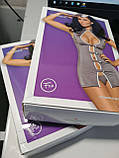 Еротичний костюм стюардеси Obsessive Stewardess 3 pcs costume grey S/M (м'ята упаковка!!!) SO7308-R, фото 3
