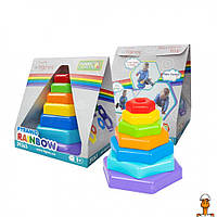 Игрушка развивающая "пирамидка-радуга", 6 деталей + платформа, детская, от 1 года, Tigres 39363