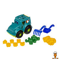 Сортер-трактор "кузнечик" №2, детская игрушка, зеленый, от 2 лет, Colorplast 0336(Green)